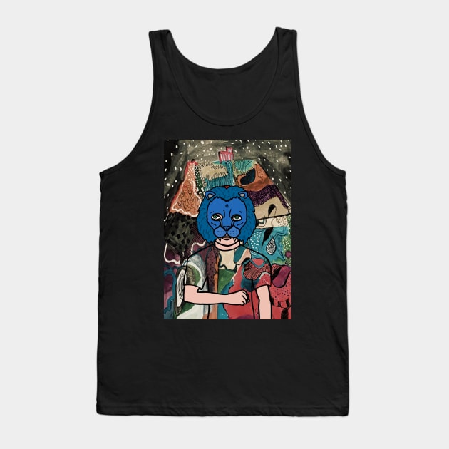 Cryptic "Have Fun Staying Poor" Digital Collectible - Character with MaleMask, AnimalEye Color, and GreenSkin on TeePublic Tank Top by Hashed Art